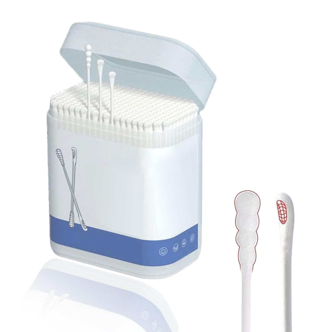 Duomama 200Pcs Biodegradable Baby Cotton Swabs - Double-Headed Design for Safe Ear & Nose Cleaning - Gentle & Effective