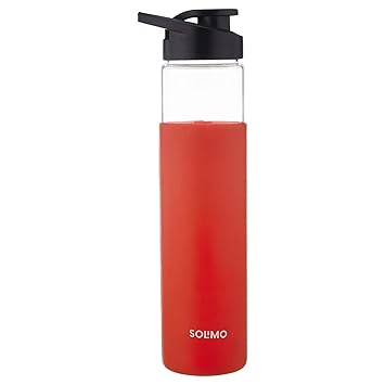 Amazon Brand - Solimo Borosilicate Glass Bottle with Black Sipper Cap | Anti-Slip Silicon Sleeve | 1000 ml - image, photos