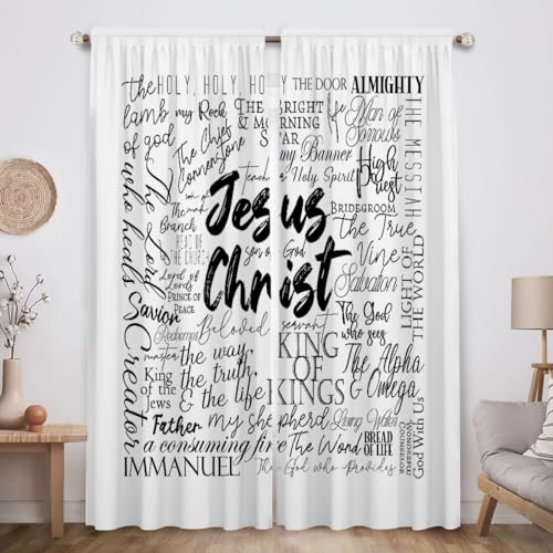 Funnytree Bible Window Curtains Bible Drapes Bedroom Home Room Decor Durable Fabric Machine Washable 82" X 84" SC00332-013