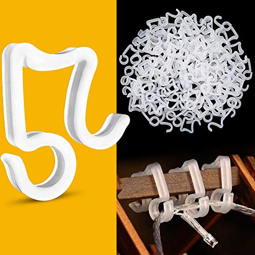 Preisvergleich Produktbild GOLRISEN Dachrinnenhaken 100 Stücke Lichterkette Halterung Kunststoff Lichterkette Haken Dachrinnenhalter Wasserdicht und Frostsicher Weihnacht Licht Clips für Lichterschläuche Dachrinnen Zaun Fenster