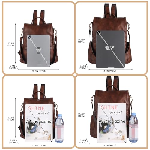 Image of CHERUTY Women Backpack Purse PU Leather Anti-theft Casual Shoulder Bag Fashion Ladies Satchel Bags