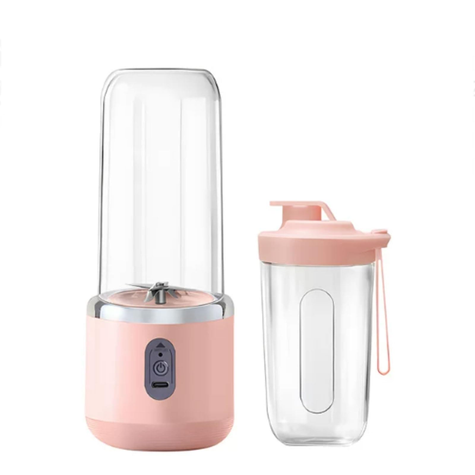 Plastikowy przenośny blender z kubkiem podróżnym elektryczny mini sokowirówka USB idealny do smoothie mieszania lodu soku (bladoczerwony)