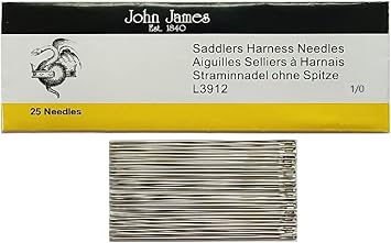 Stitchtight - John James Saddlers Harness Needles Style L3912 Used for Hand Stitched Leather Craft Work L3912 Size 18 1/0