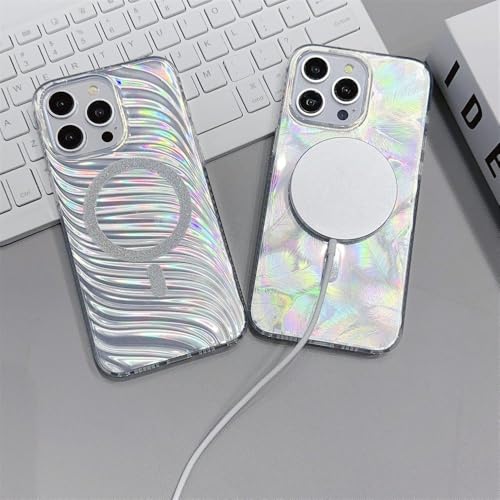 Coque iPhone 15 Pro Silver Phantom luxe magnétique en placage élégant