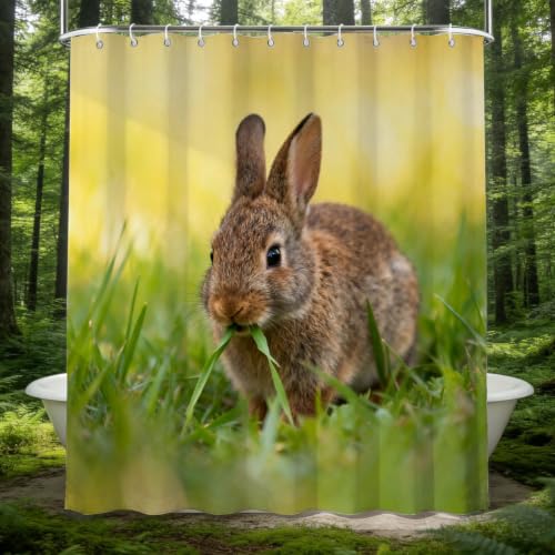 Rideau de douche 200x200 lapin en tissu polyester imperméable - 2