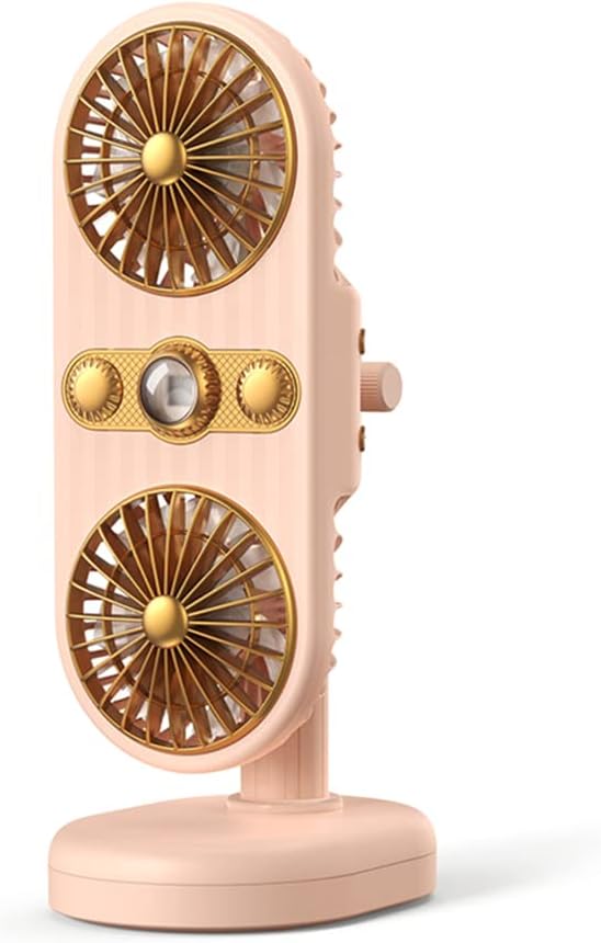 Small Desk USB Rechargeable Double-Head Clamp Fans with 3 Speeds Portable Fan for Stroller Bedroom Office