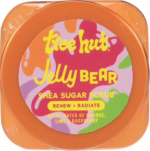 Image of Tree Hut Mini Jelly Bear Body Scrub, Exfoliating & Hydrating Sugar Scrub with Shea Butter, Smooth Skin, Body Exfoliator For All Skin Types, Self Care Gifts for Women, Vegan, Travel Size, 3.4 oz