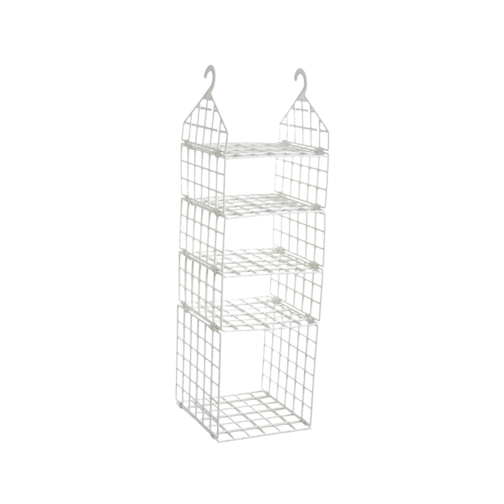 Lurrose Organizador de Armario Colgante Plegable de PP, 1 Grande y 3 Pequeños, Blanco, Ventilado, para Ropa y Pijamas en Dormitorio