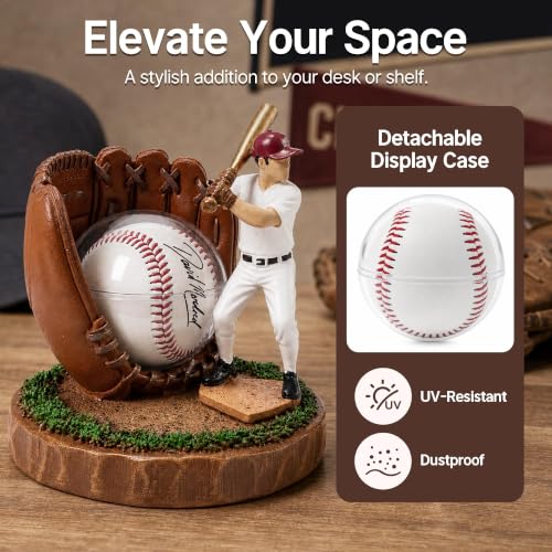 Image of Baseball Display Case Set with Swinging Player and Baseball Case