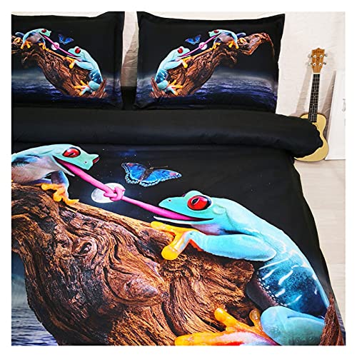 Housse de couette grenouille enfant parure de lit bleue anti-plis - 5