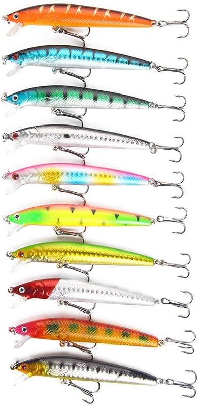 10pcs 3D Bionic Floating Sound Bead Minnow Fishing Lures,Hard Baits With Sharp Treble Hooks For Trout,Bass