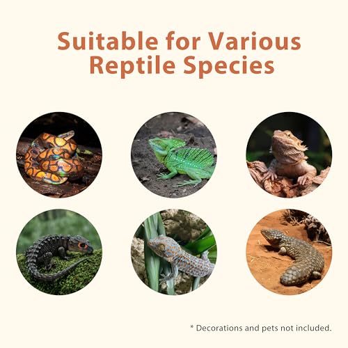 Image of 20 Gallon PVC Reptile Enclosure, RepWild 24 inchx18 inchx12 inch Terrarium /Tank with Heavy-Duty Screen Top, Glass Sliding Doors & Lock for Bearded Dragons, Ball Python, Geckos, Lizards