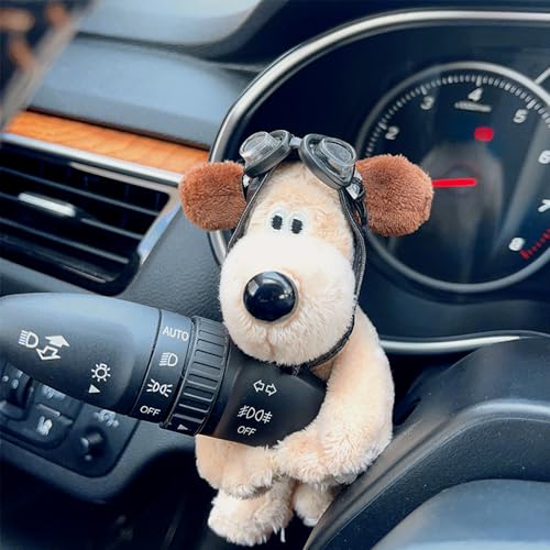 XPJBKC Autodekoration Hund, Kreative Auto Deko Innenraum, Plüschhund Auto Zubehör Innenraum Deko, Süßer Hund Auto Armaturenbrett Dekorationen, Personality Auto-Blinker-Wischer-Dekoration