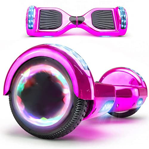 HappyBoard Hoverboard 6.5 Pouces,Bluetooth Musique,Puissant 700W,Auto Équilibre,Tout Terrain,Overboard Pas Cher,Skate Electrique,Meilleur Cadeaux,Sac,Télécommande,pour Enfant&Adulte (Rose Chromé)