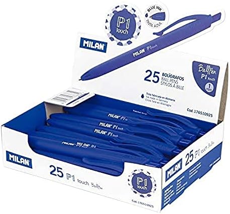 MILAN® Caja expositora 25 bolígrafos P1 touch azul