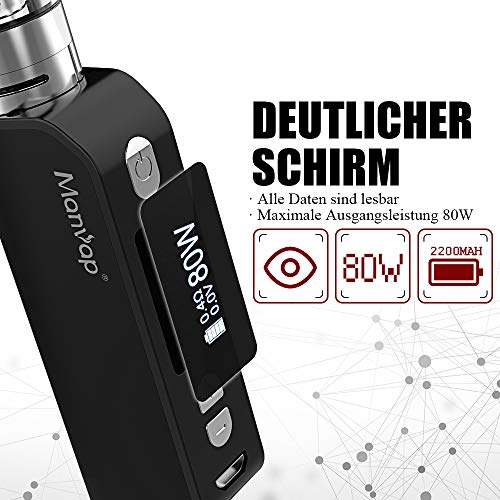 Manvap-E-Cigarette-80W-Vape-Electronic-Cigarette-Vape-Starter-Complete-Kit-2ml-Atomizer-10ml-x-6-Flavors-Liquid-No-Nicotine