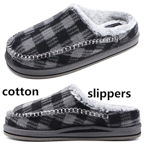 Image of KuaiLu Mens Slippers with Orthopedic Arch Support Suede Faux Fur
