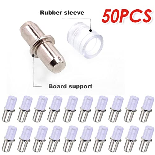 50PCS Shelf Support Pegs, Glass Shelf Supports 5mm, Metal Shelf Pins with Rubber Sleeve, Kitchen Cupboard Shelf Supports - Image 2