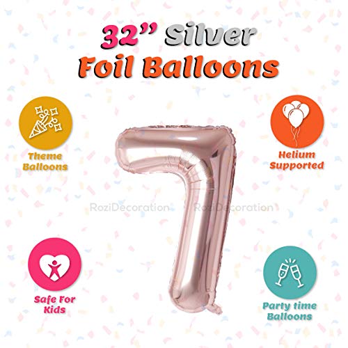 Image of Rozi Decoration 32 inch Inch Rose Gold 7 Number Foil Balloons for 7th Birthday Decoration Items | 7 Number Balloon for Birthday | 7th Anniversary Decoration Items | 7 Number Helium Balloons Pack of 1 Pcs