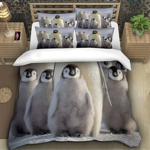 Housse de couette pingouin 140x200 parure lit 3D microfibre - 5