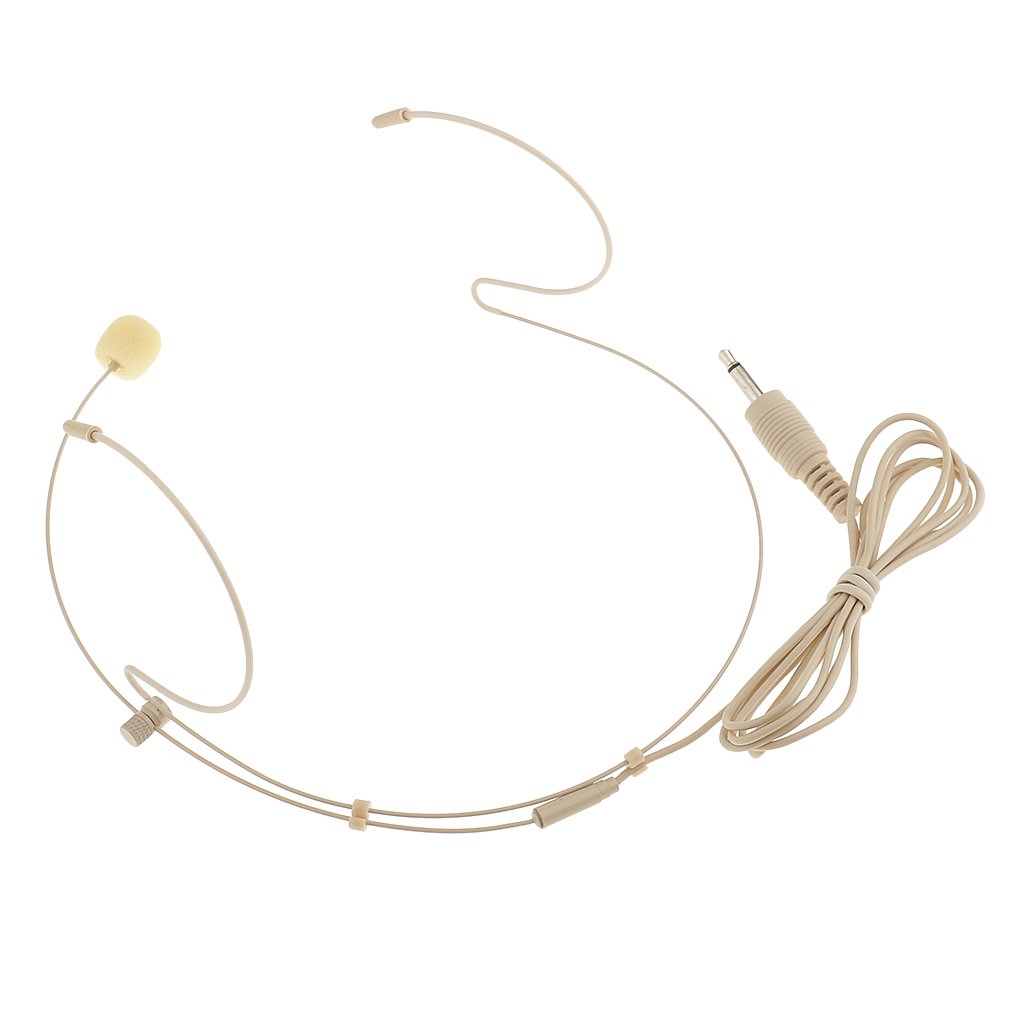 MagiDeal Professionale Gancio Auricolare Microfono A Testa Intestata Microfono Headworn per Palco Case di Culto Presentatori Docenti - Beige-3.5mm
