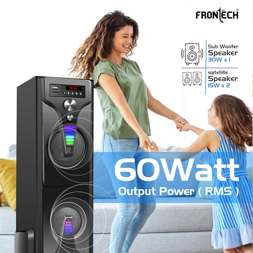 FRONTECH CRUX-165 Series 60 Watt Tower Speaker with Bluetooth 5.0 Wireless Technology with LED Digital Display and USB Port and Wired Mic for Karaoke with Volume Control (SW-0165) 3 51D0zEuK1fL