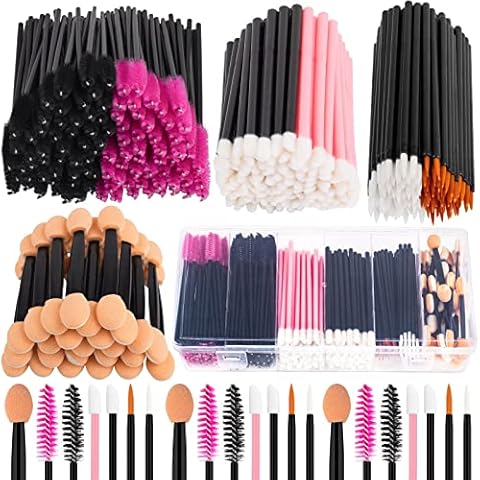 Rolybag Disposable Makeup Applicators Kit Mascara Wands Eyeliner Brushes Lip Applicators Eyeshadow Applicators Disposable Makeup Tools with Organizer Box for Easy Portability Cover