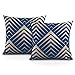 AmeliaHome 2 fundas de cojín de 45 x 45 cm, con cremallera, estampado oxford piramides, color azul oscuro
