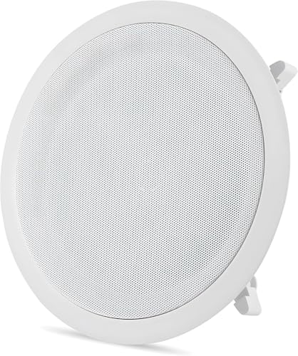 Pyle Home PDIC Series 8 Inch 250 Watts 4.8 Ohms Round Flush Mount Wall and Ceiling Home Speakers with Directable 5 Inch Polymer Dome Tweeter, (4 Pack)