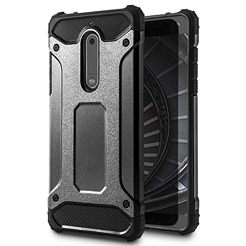 United Case Funda Híbrida para Nokia 5 | Silicona | en Gris | Protección360 Grados