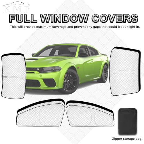 Image of KMF Full Window Sun Shade Custom Fit for Dodge Charger Accessories 2011-2025, Privacy Car Window Covers Sunshade for Windshield Side Rear, UV Block Visor for Car Camping /Baby