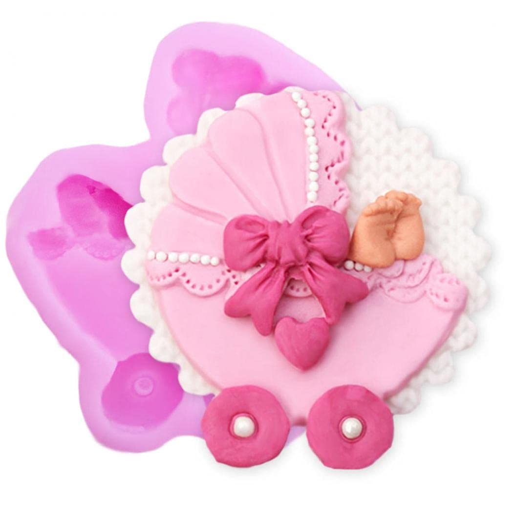 Onsinic Pink Baby Carriage Fondant Silicone Mould Candy Chocolate Mold Cake Decoration Tools Baking Tool
