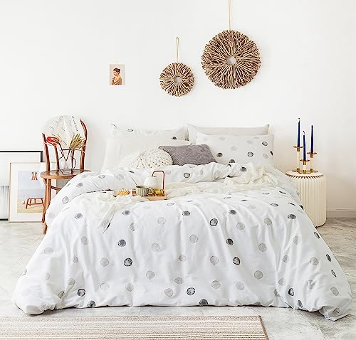 Yuheguoji YHGJ2019828K312Z Grey Polka Dots Duvet Cover Queen 100% Cotton Black And White Circle Duvet Cover 3 Pcs Set 1 Neutral Modern Geometric Duvet Cover thumb #1