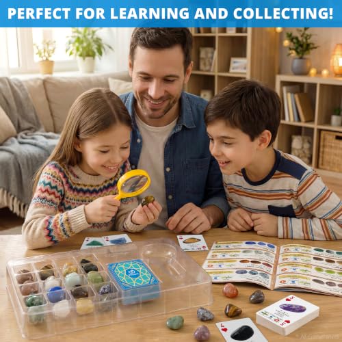 Image of PIBEX Gemstone Collection Kit, 16 Gems & Crystals, Approx. 1-Inch / 2-3 cm