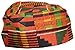 African Inspired Fashions Ethnic Kente Bow Tie Set Handkerchief Kufi Hat (A)