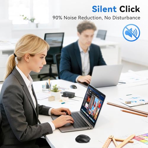 Image of TECKNET Wireless Mouse for Laptop, Dual-Mode Bluetooth Wireless Mouse