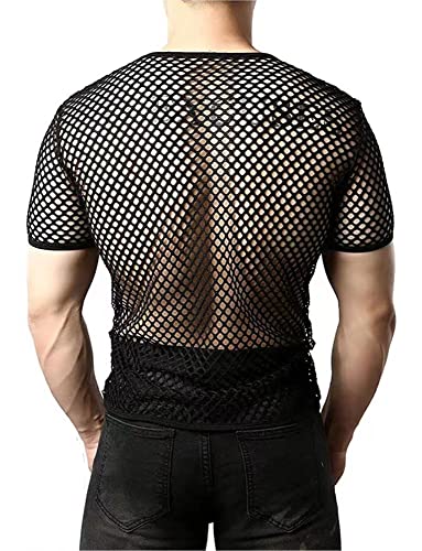 SEAUR Men's Sheer Mesh T Shirt Fashion See Through Shirts Muscle Workout Tee Sexy Breathable Undershirts Party Clubwear Top 5