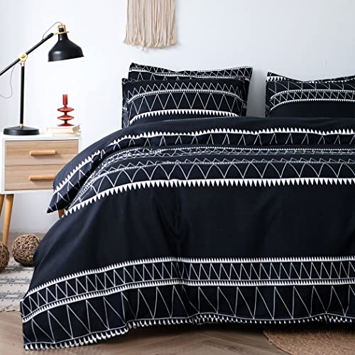 Tokokimo Nordic 90 - Biancheria da letto comprendente copripiumino in 100% microfibra da 150 x 220 cm e 1 federa da 40 x 75 cm (colore nero, 2 pezzi)