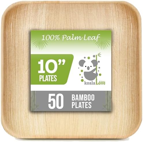 Palm Leaf Plates 10 Inch Bamboo Paper Plates Disposable 50 Bulk Dinner Square Party Plates Event Tableware Eco Biodegradable Compostable Wooden Plates Best Alternative to Plastic Plates, By KoalaLove Palm Leaf Plates 10 Inch Bamboo Paper Plates Disposable 50 Bulk Dinner Square Party Plates Event Tableware Eco Biodegradable Compostable Wooden Plates Best Alternative to Plastic Plates, By KoalaLove