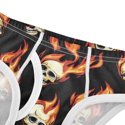 Wusikd Flaming Skulls Boys' Underwear Cotton Black Boys Briefs Soft Toddler Underwear 2T4