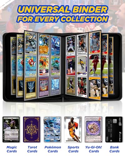 Image of 9 Pocket Top Loader Binder with Zipper - Holds 288 Toploaders - Premium Double-Sided Card Album for Trading Cards, TCG, MTG, Sports Cards (Black)
