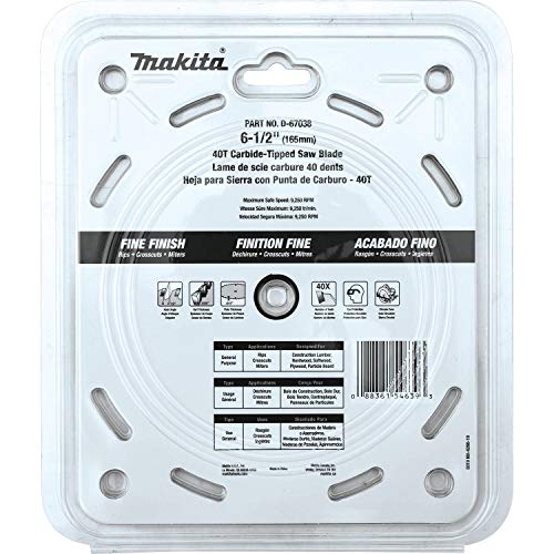 Makita D-67038 6-1/2" 40T Carbide-Tipped Circular Saw Blade, Fine Finish #TOP2