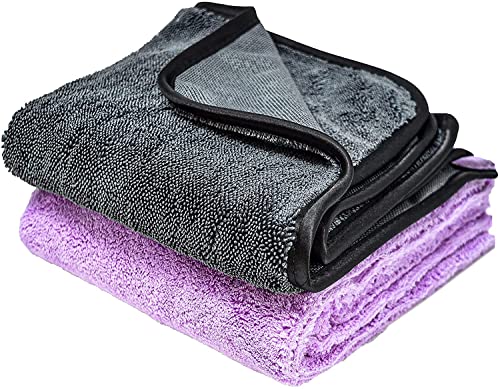Chiffon de nettoyage multifonction en microfibre - Réutilisables - Sans peluches - Sans traces - Pour la maison, la cuisine, les fenêtres et la salle de bain - 40 x 40 cm (violet/gris) Cover