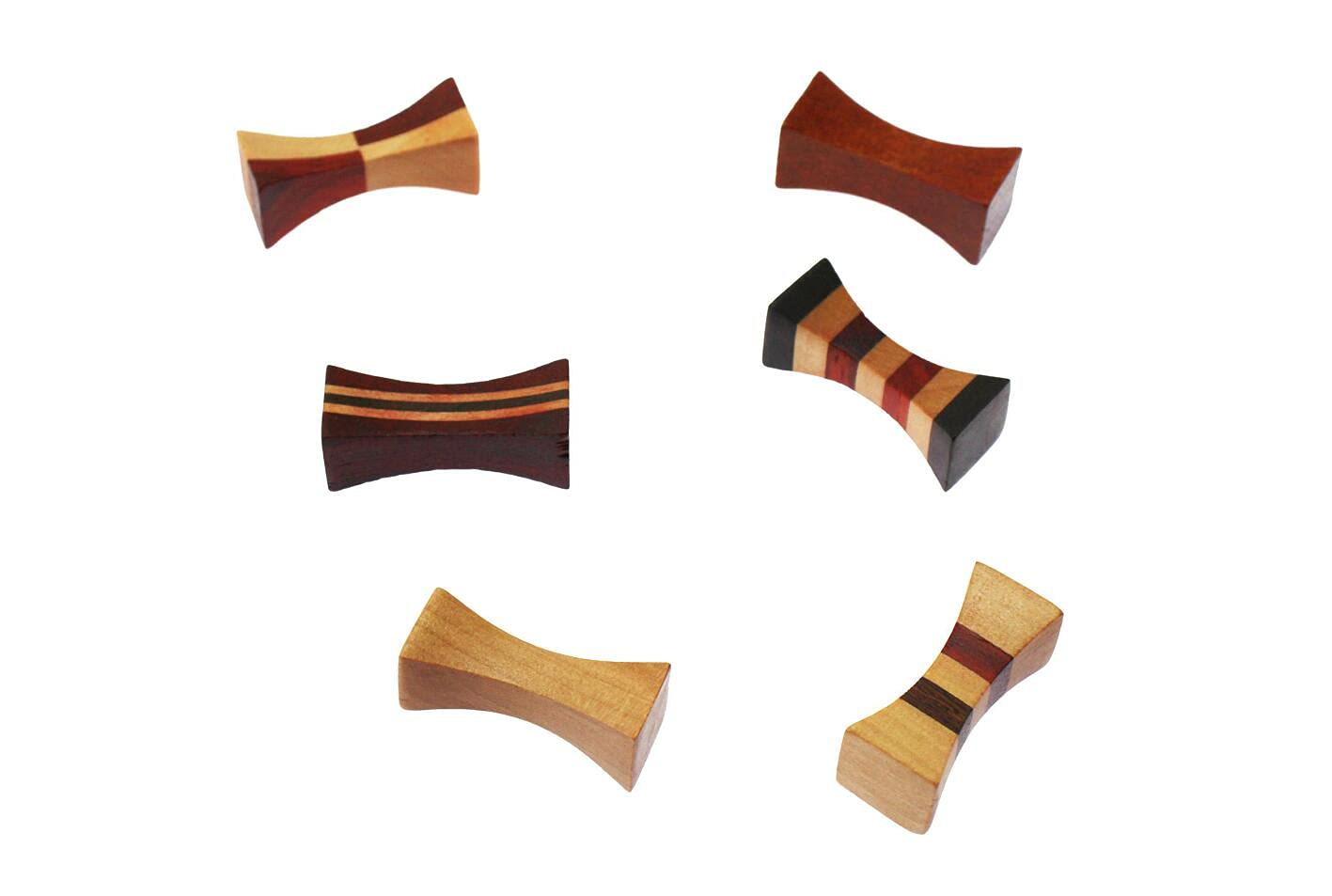 Japanese Wooden Chopstick Rest Set of 6 Brown Rectangular Hashioki Holder