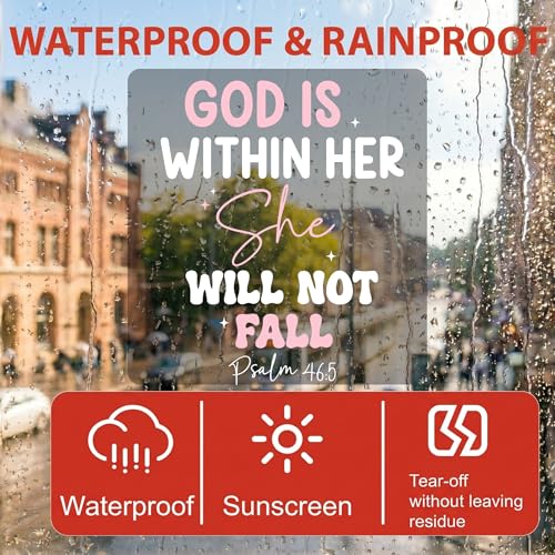 Image of Christian Car Decal God is Within Her She Will Not Fall Sticker - Psalm 46:5 Bible Verse Vinyl Decal, Inspirational Scripture Bumper Sticker, Faith Gift for Christian Women Daughter Mom
