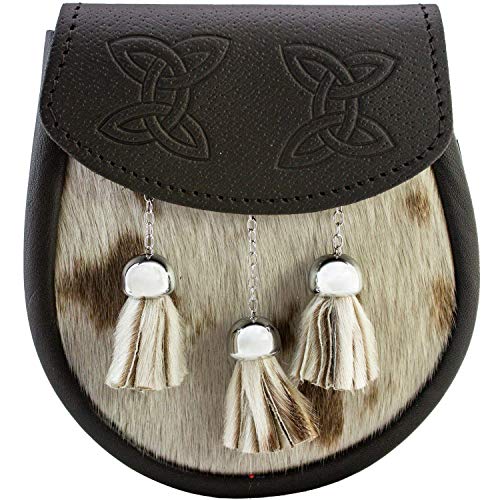 Sporran Semi Dress I LUV LTD en fausse fourrure noire et cuir à motif celtique noué