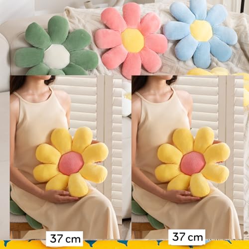 Image of HOKIPO Flower Shaped Plush Throw Pillow Cushion for Sofa, Couch, Chair, Bed, Bedroom, Nursery, Props or Home Decor - 37 cm, Baby Pink (AR-5921-PNK)
