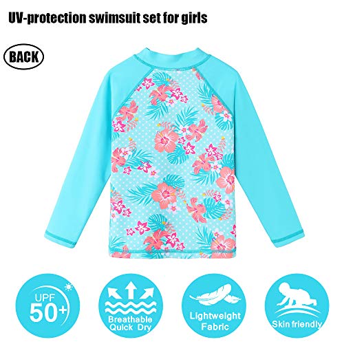 BAOHULU Girl's Two-Piece Long Sleeve Swimsuits UPF50+ Rash Guard Kids Bathing Suit4