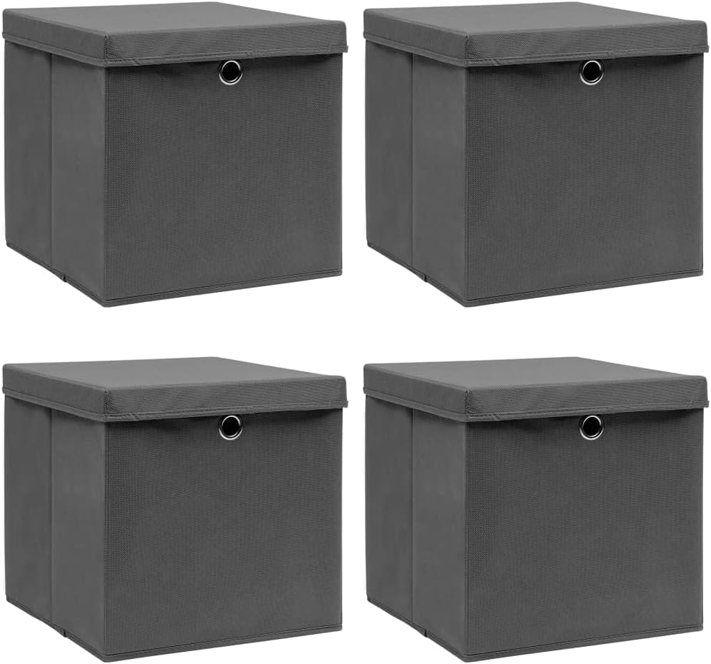 Foldable Storage Box Set of 4, Cream Non-Woven Fabric Organizer for Bedroom, Space-Saving Collapsible Design for Clothes, Socks, and Underwear, Durable Polyester Storage