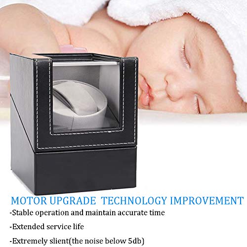 Aokelily Automatic Single Watch Winder, In Wood Shell And Black Leather/Carbon Fiber Leather, Japanese Motor #TOP1